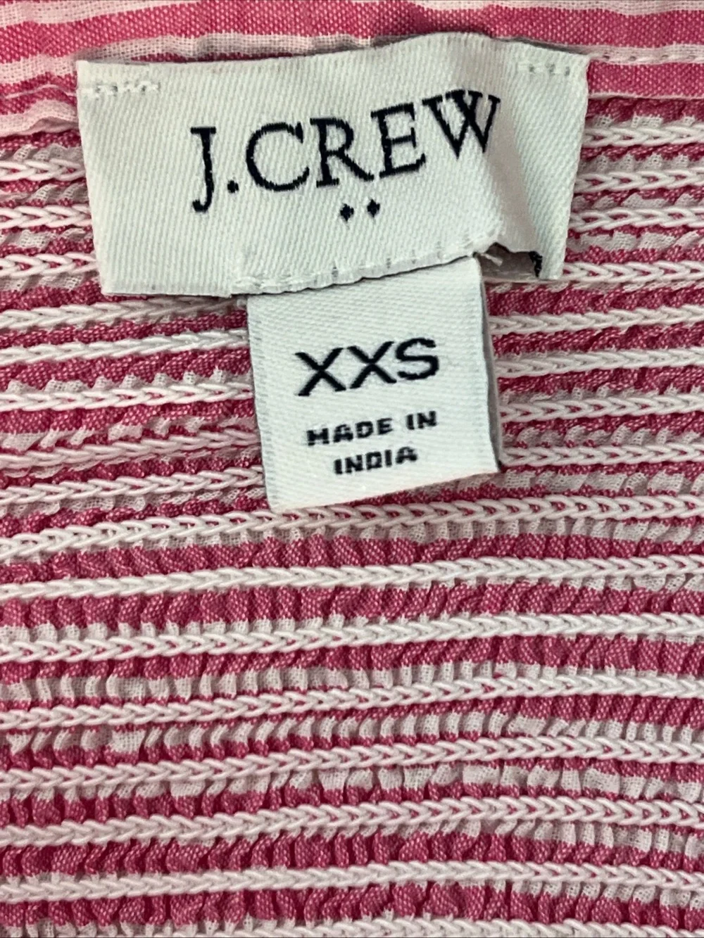 J.Crew Dress Womens XXS Pink Stripe Tiered Sundress Smocked Cottagecore